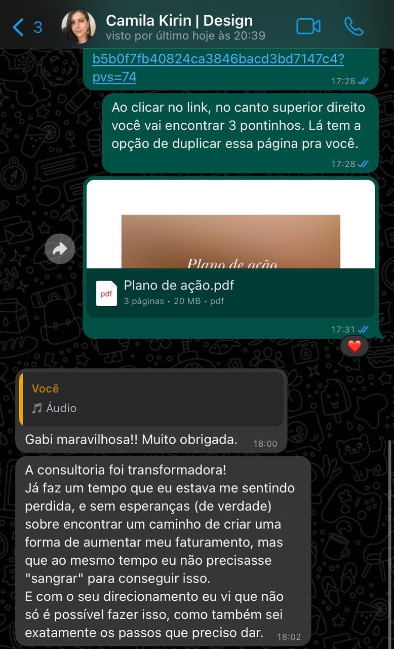 Depoimento de Camila Kirin