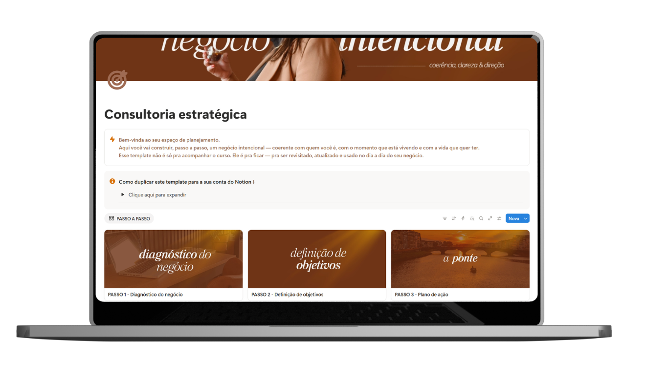 Diagnóstico e plano de ação organizados no Notion